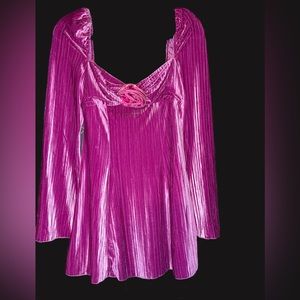 NWT 🆕 #121 for love and lemons, pink velvet rhinestone flower dress, size small